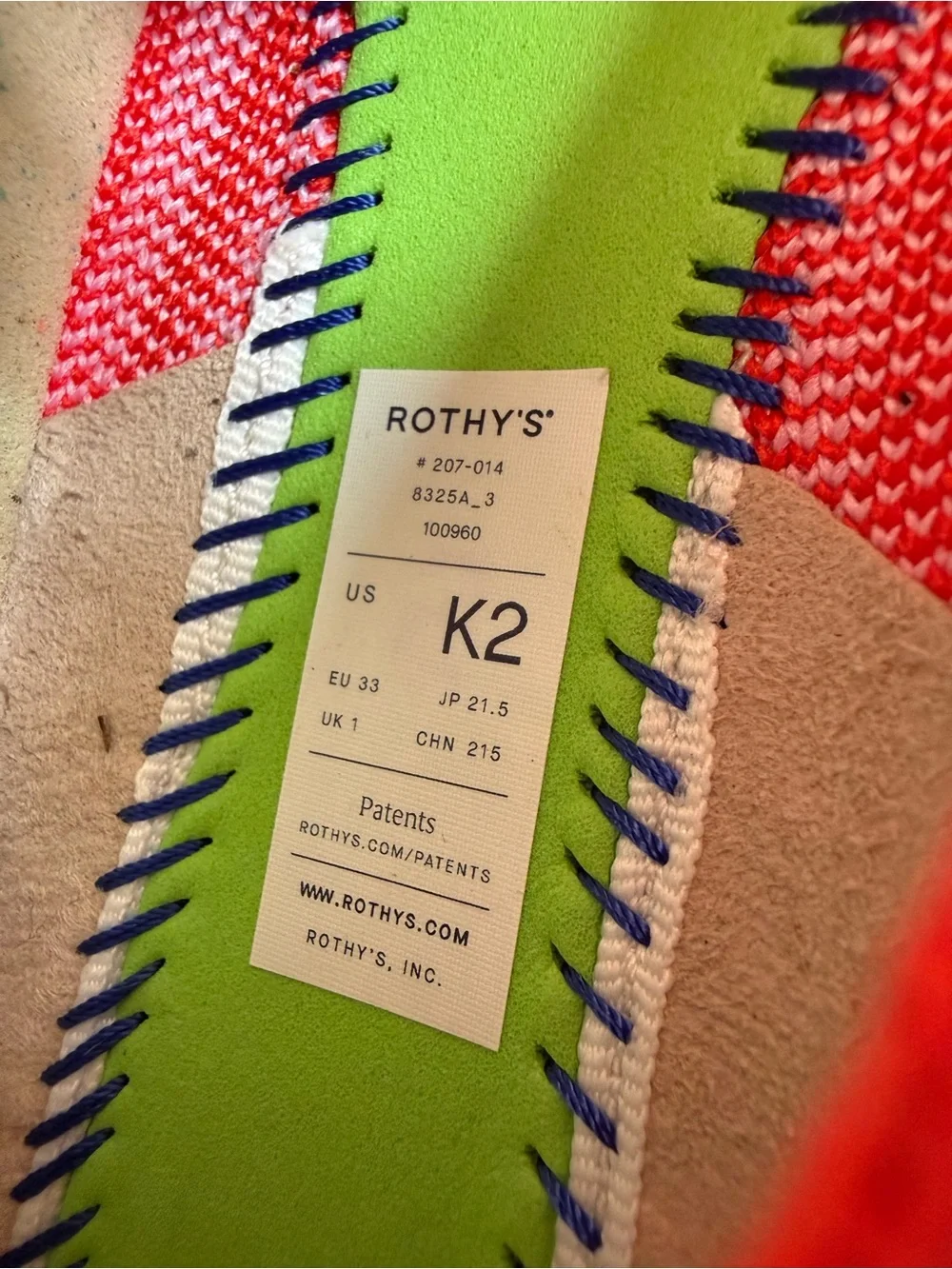 Rothy’s Kids Mary Jane Size K2 Cherry Stripped Flats Shoes Comfort Colorful